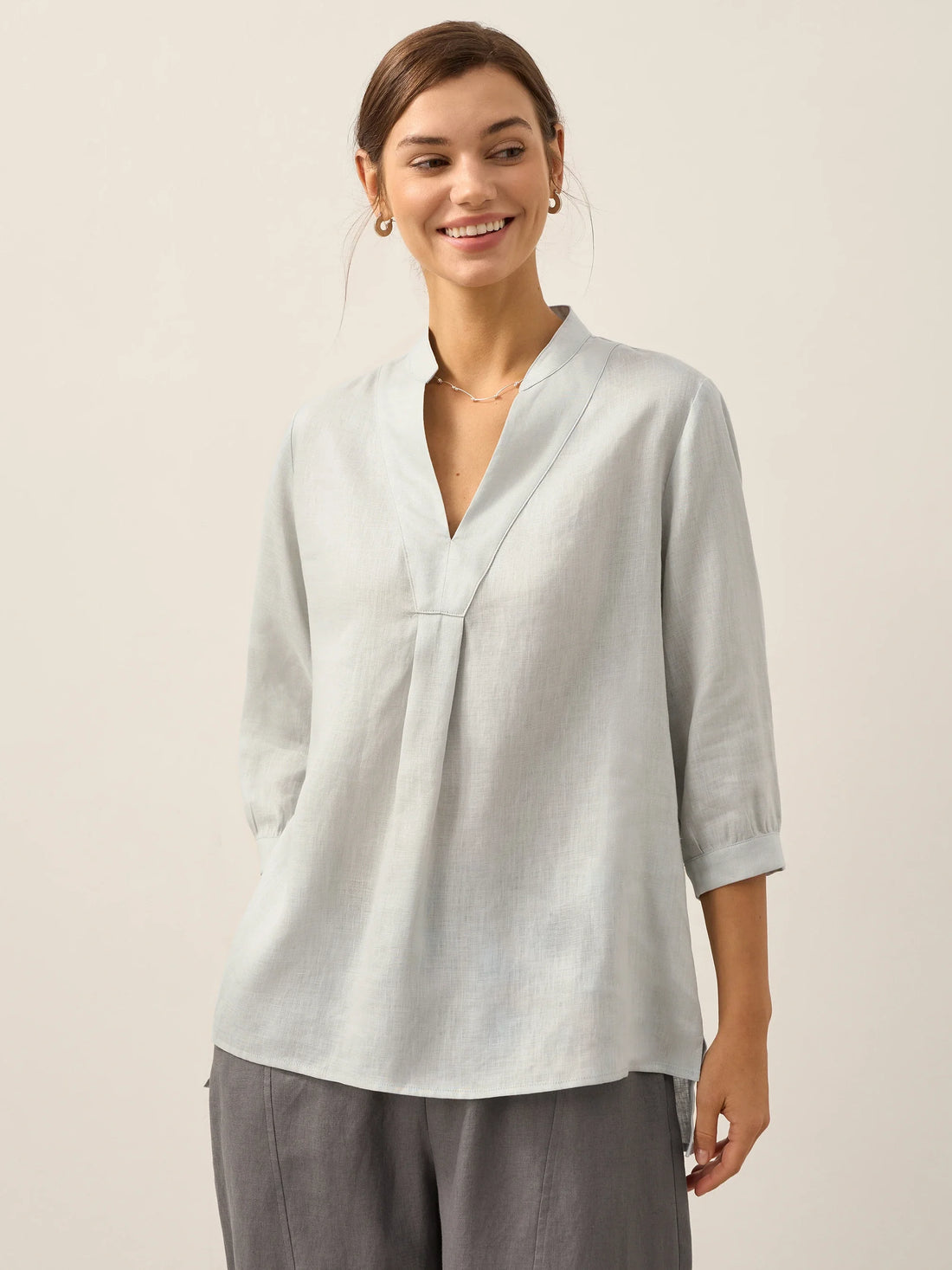 100% Linen Pleated A-Line Shirt