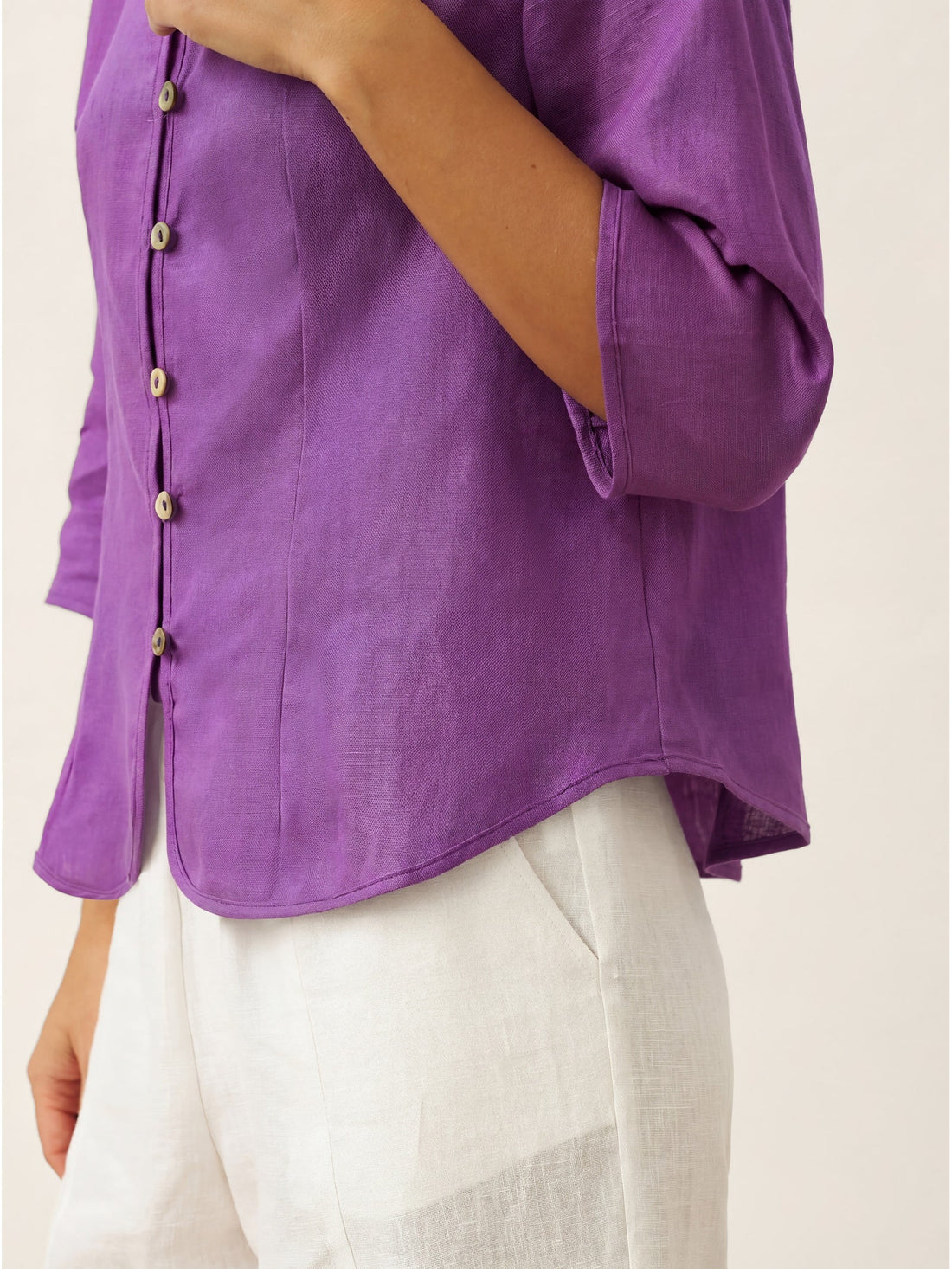 100% Linen Tailored Stand-Collar Jacket