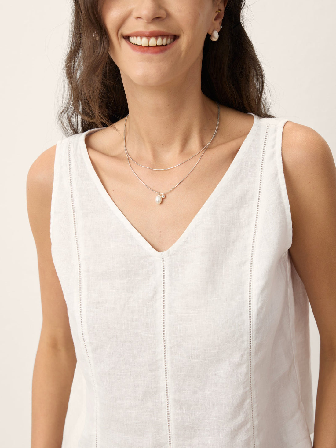 100% Linen Semi-Sheer V-Neck Tank Top