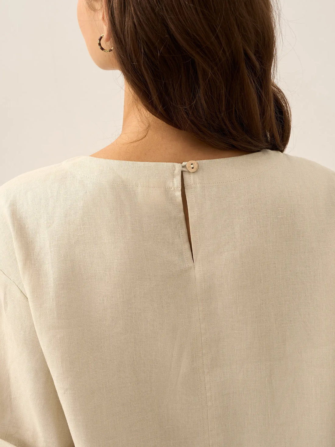 100% Linen Asymmetric Round Neck Midi Dress