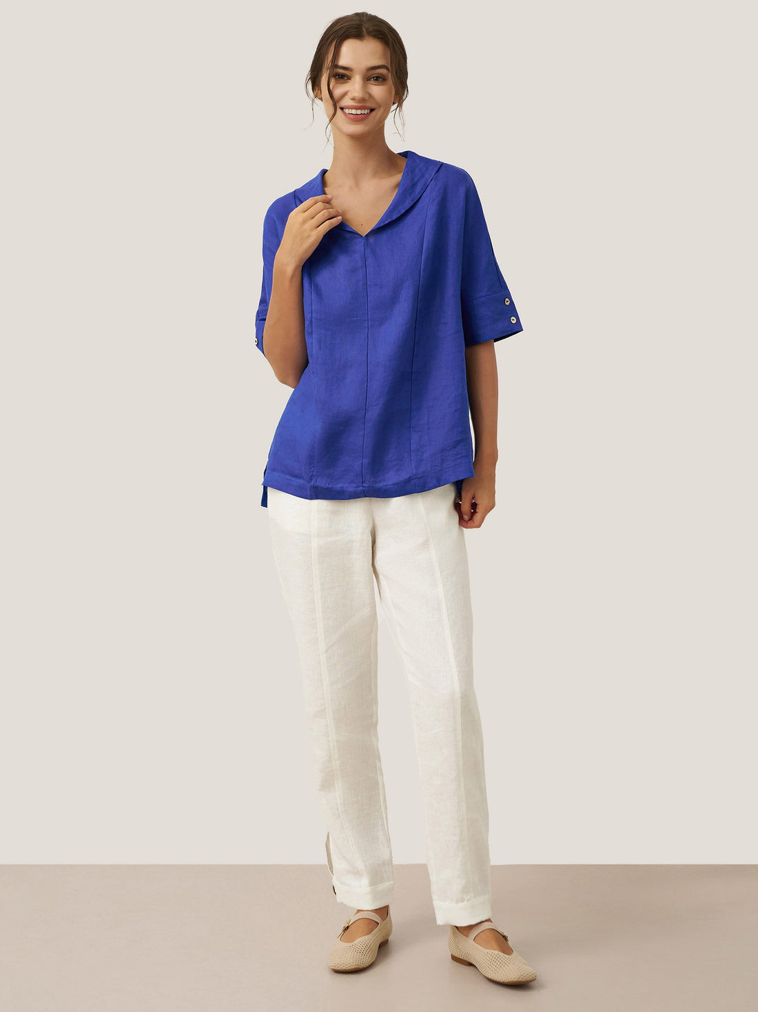 100% Linen Half Sleeve Relaxed Shirt