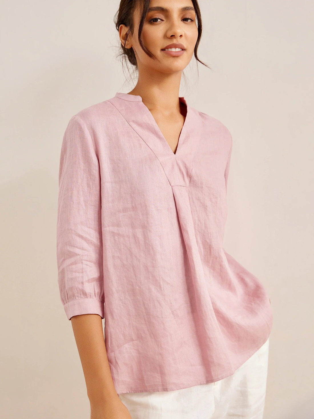 100% Linen Pleated A-Line Shirt
