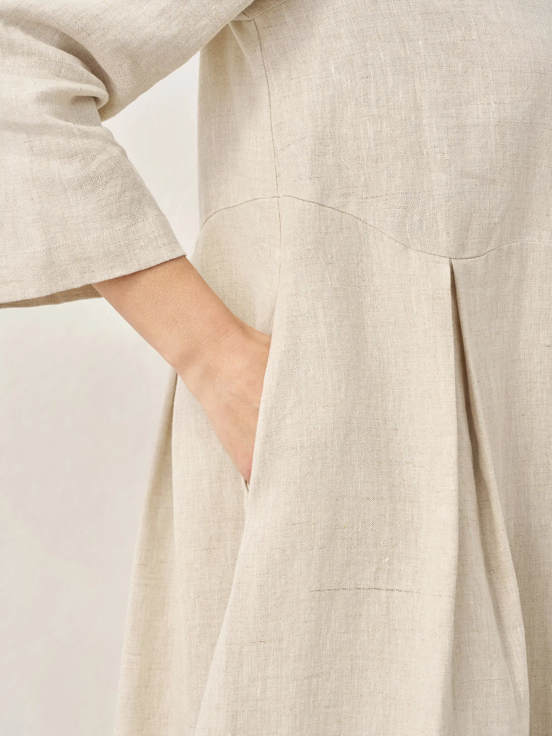 100% Linen Three-Quarter Sleeve Midi Dress