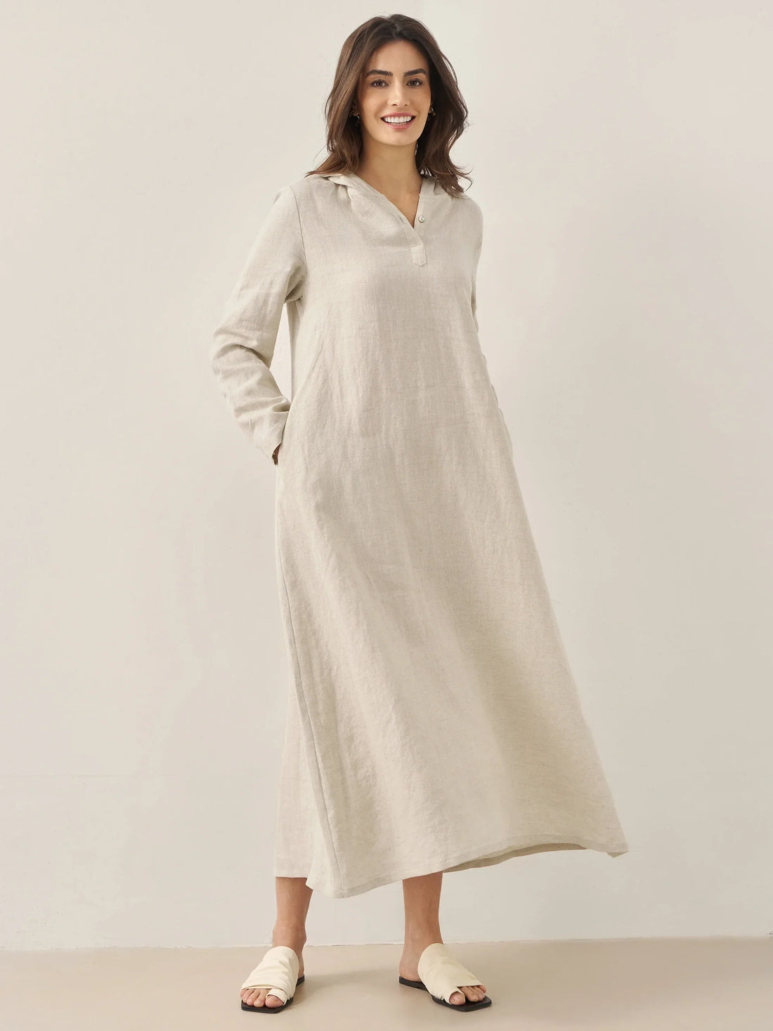 100% Linen Relaxed Maxi Dress