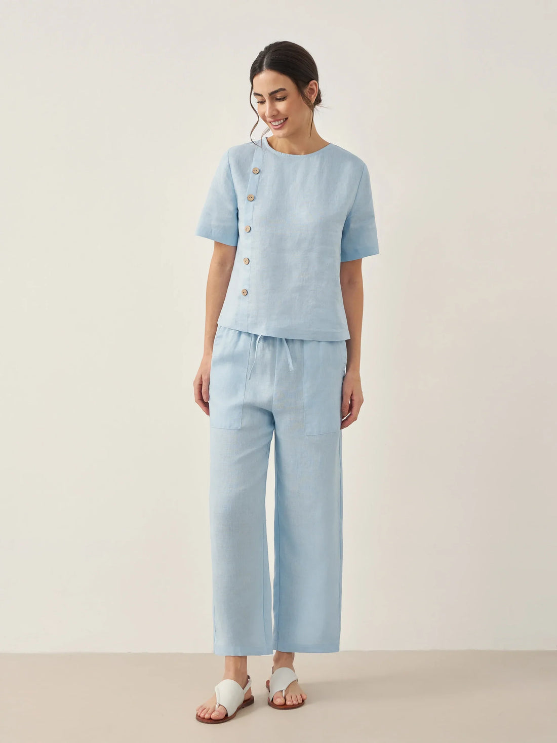 100% Linen Short Sleeve Pant Set