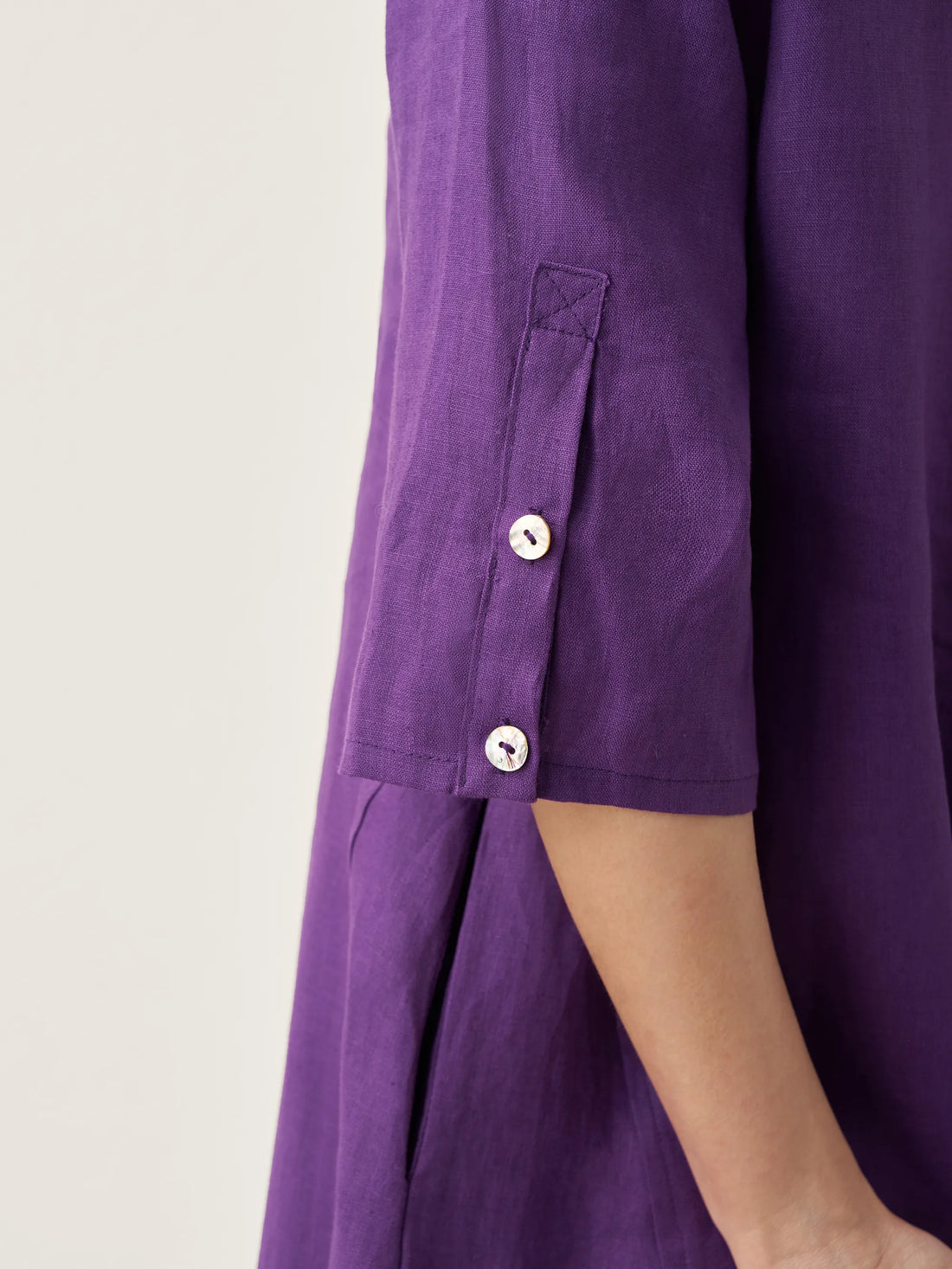 100% Linen Boat Neck Midi Dress