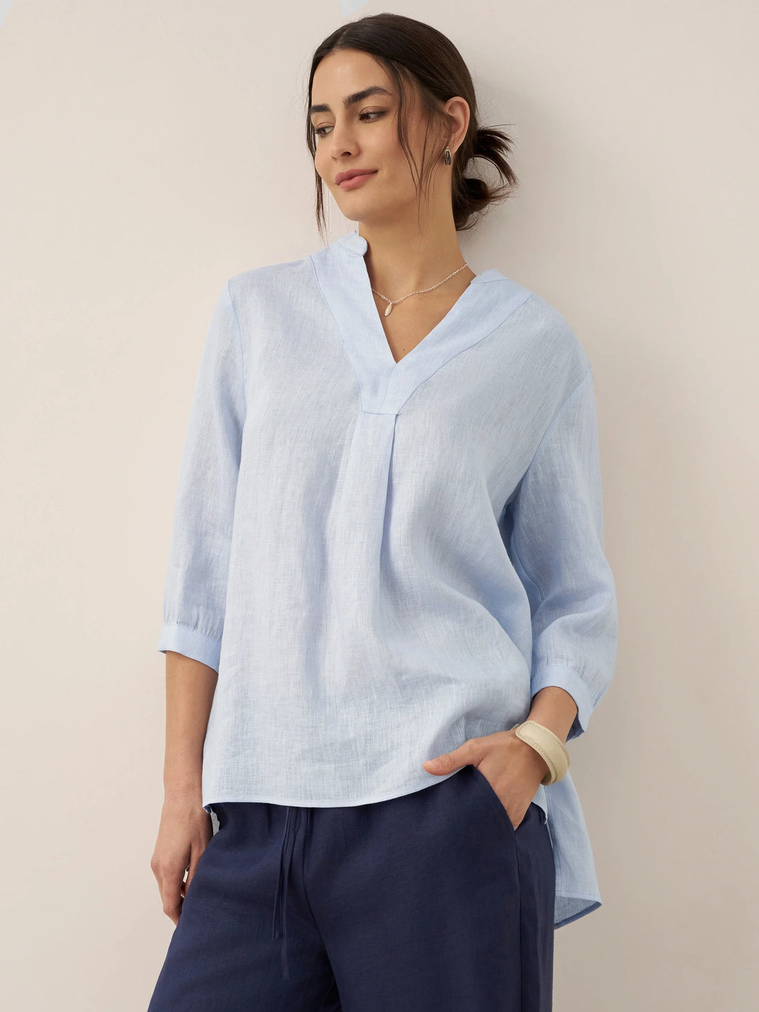 100% Linen Pleated A-Line Shirt