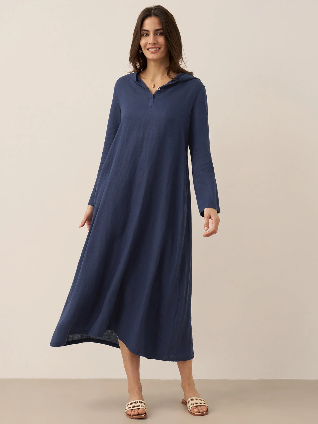 100% Linen Relaxed Maxi Dress