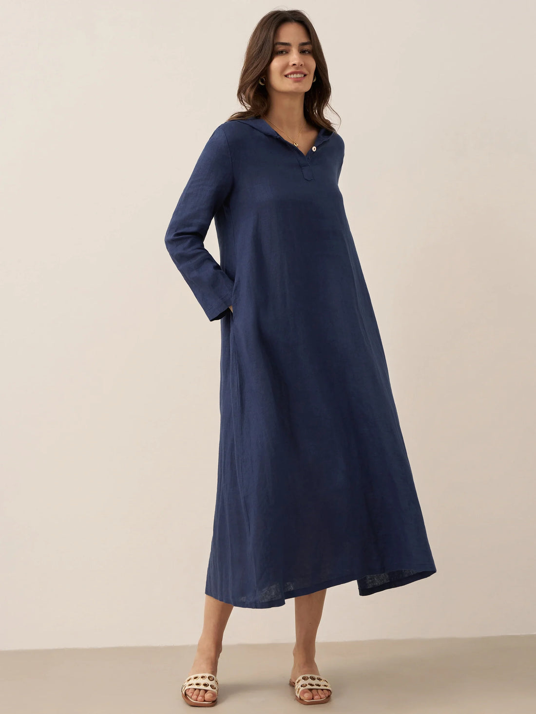 100% Linen Relaxed Maxi Dress