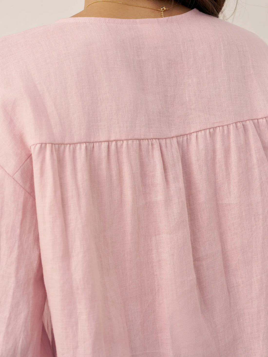 100% Linen Button-Front Drop-Shoulder Shirt