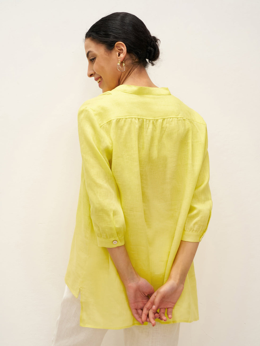 100% Linen Pleated A-Line Shirt