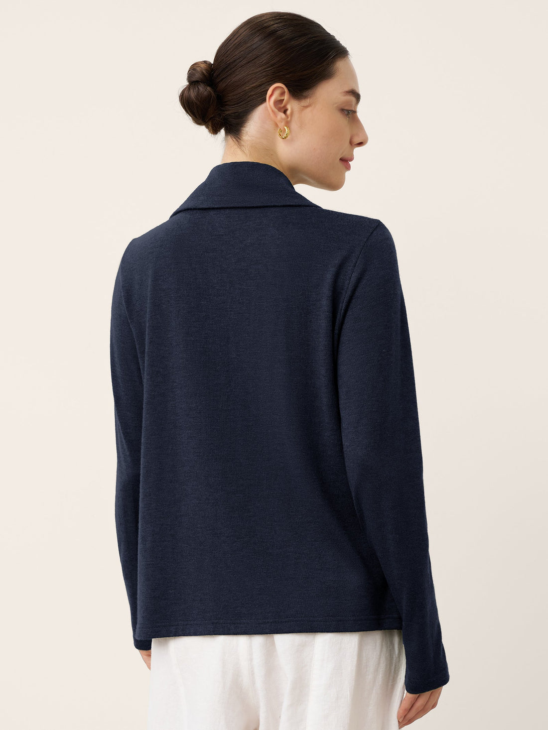 Wool Blend Asymmetric Button Jersey Top