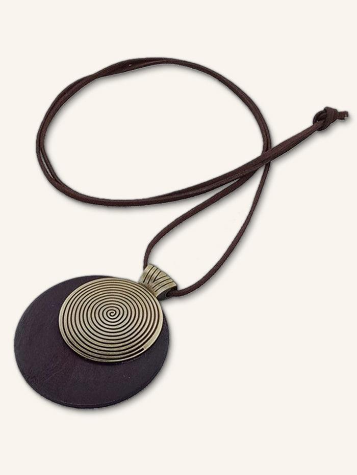 Wood Ring Long Necklace