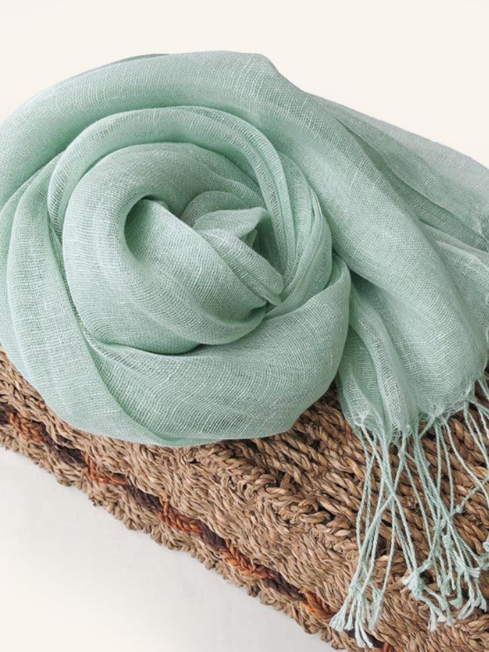 100% Linen Solid Colour Scarf, One Size