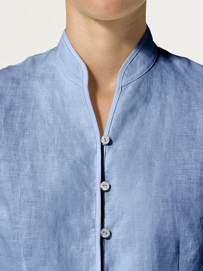 100% Linen Tailored Stand-Collar Jacket