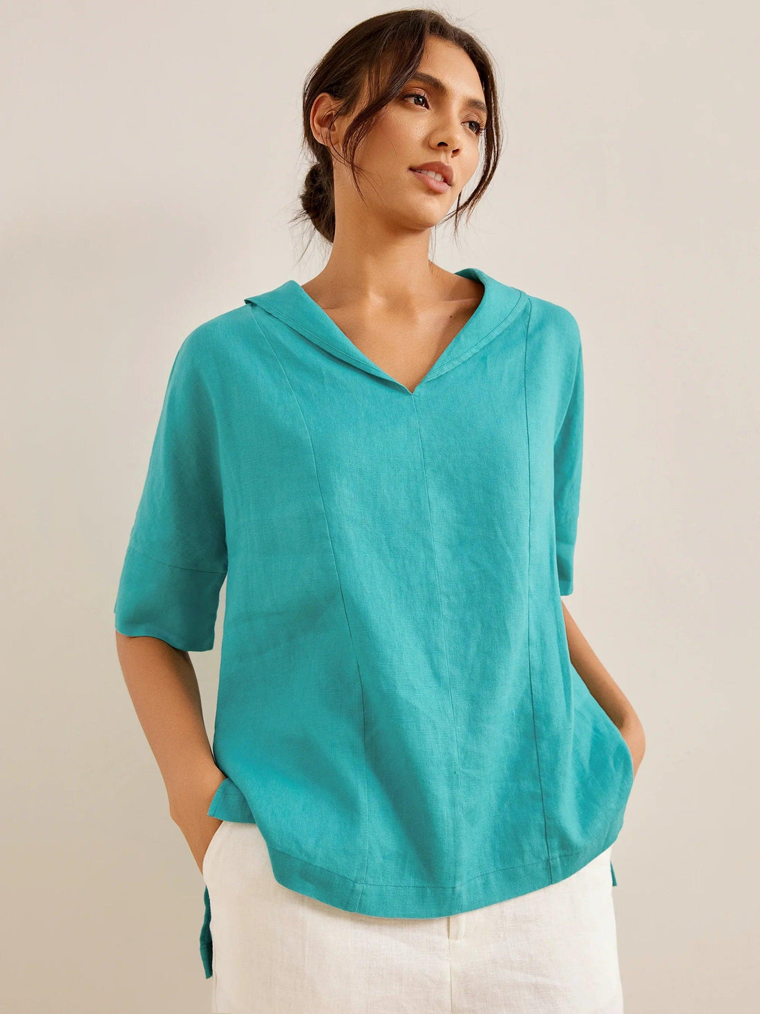 100% Linen Half Sleeve Relaxed Shirt
