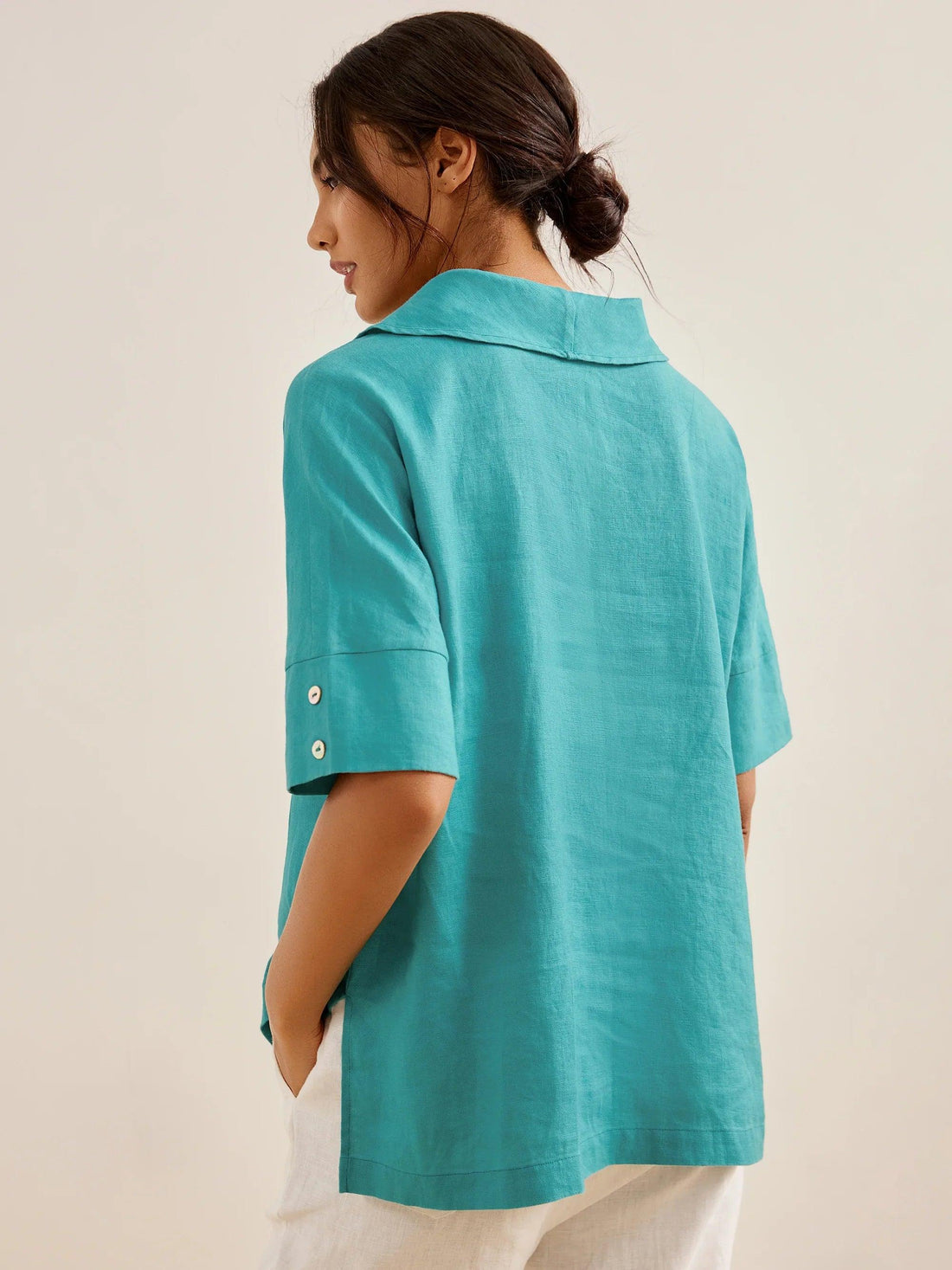 100% Linen Half Sleeve Relaxed Shirt