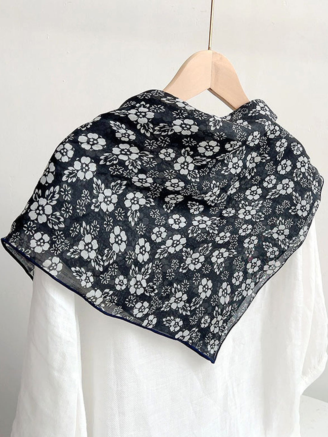 Ramie Printed Handkerchief Scarf
