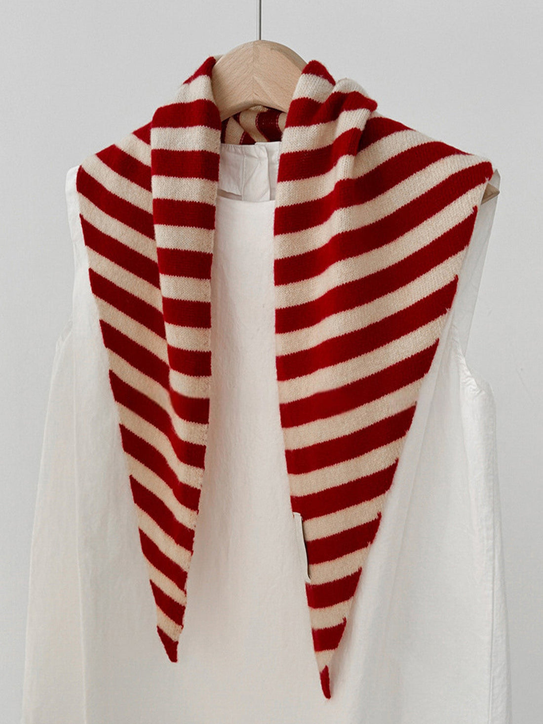 Wool Striped Triangle Scarf, One Size