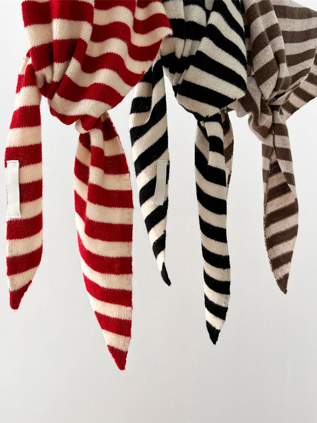 Wool Striped Triangle Scarf, One Size