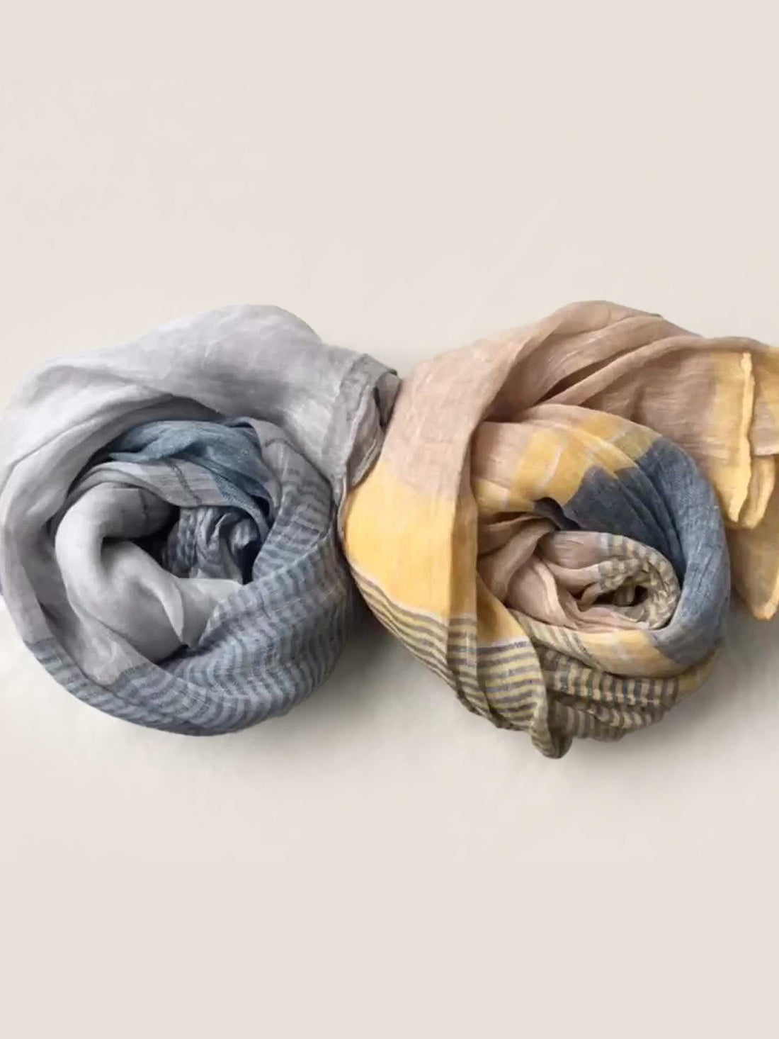 Linen Striped Colour-Block Scarf