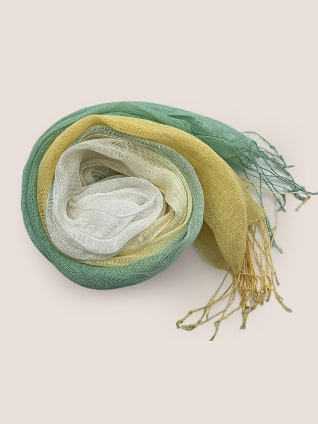 100% Linen Gradient Fringed Scarf