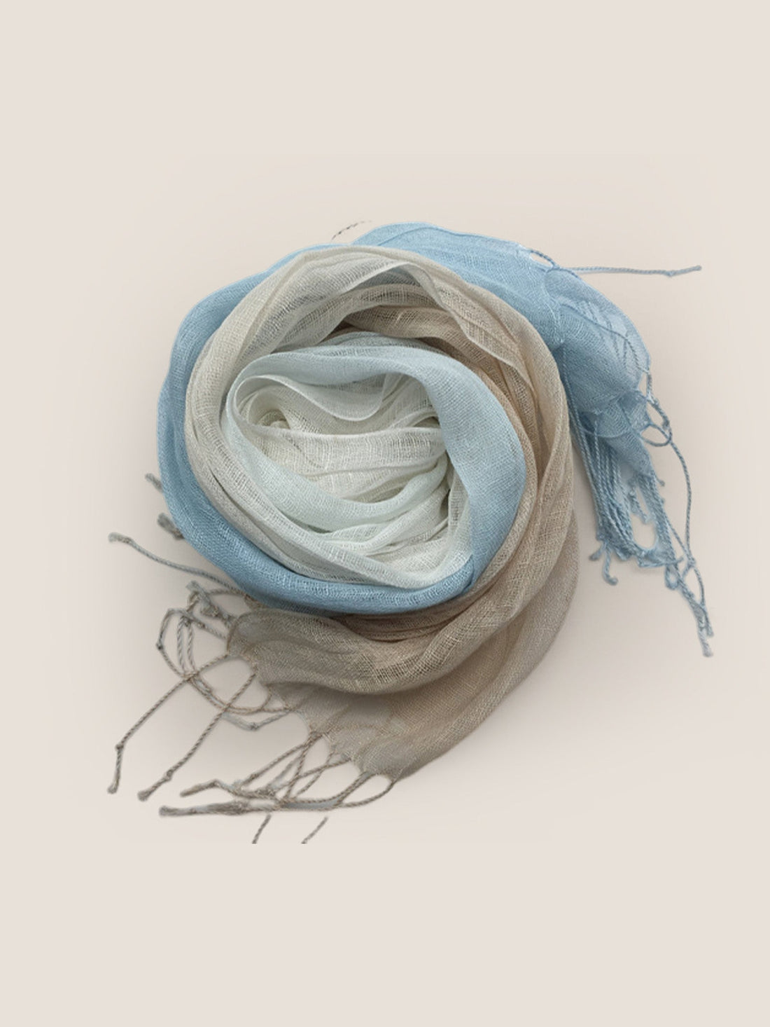 100% Linen Gradient Fringed Scarf