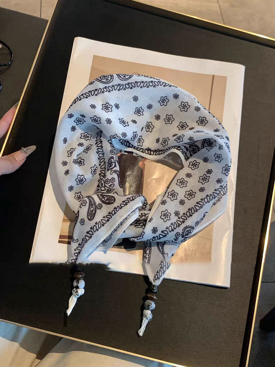 Silk Floral Print Scarf, One Size