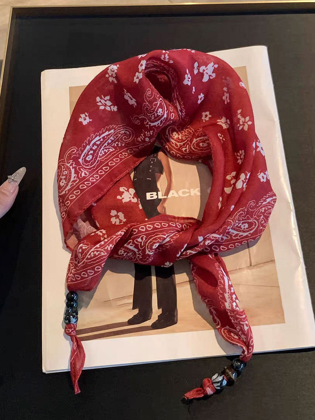 Silk Floral Print Scarf, One Size
