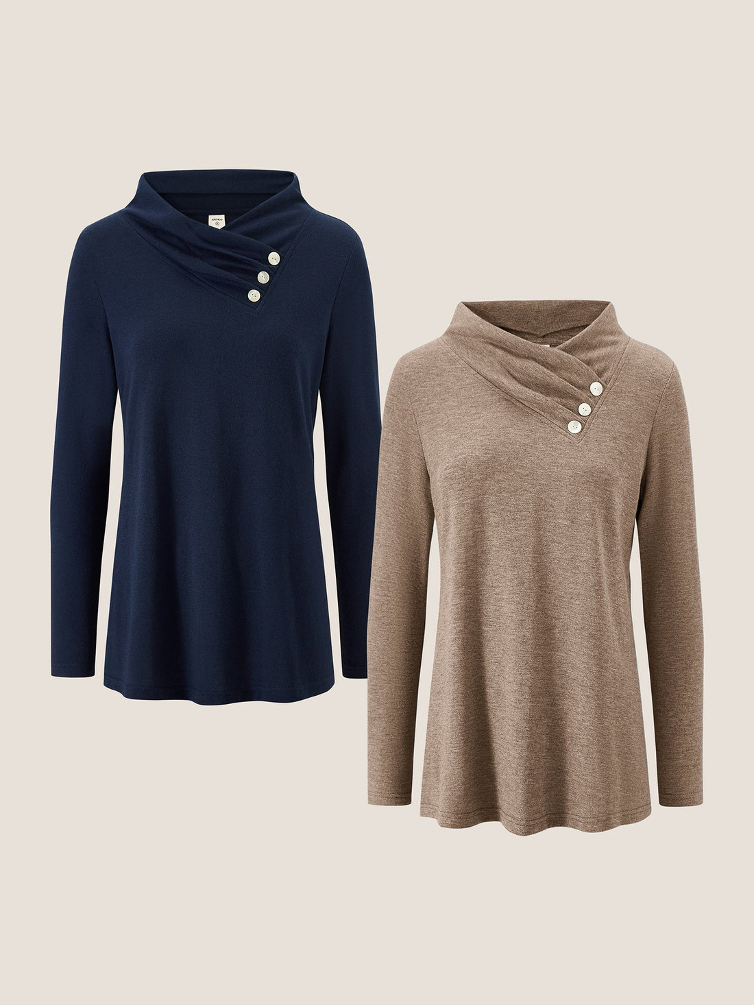 Jersey Knit Button Detail Long Sleeve Top