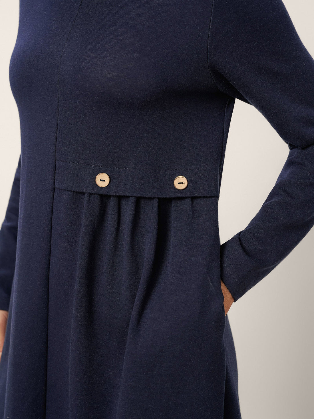95% Cotton Ruched A-Line Midi Dress