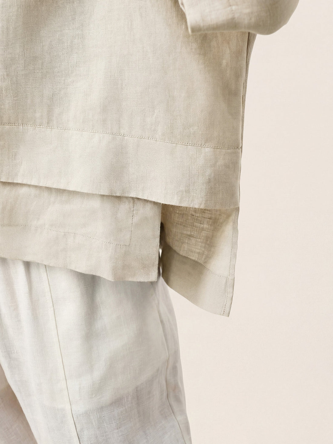 Linen Asymmetric V-Neck Half-Sleeve Shirt