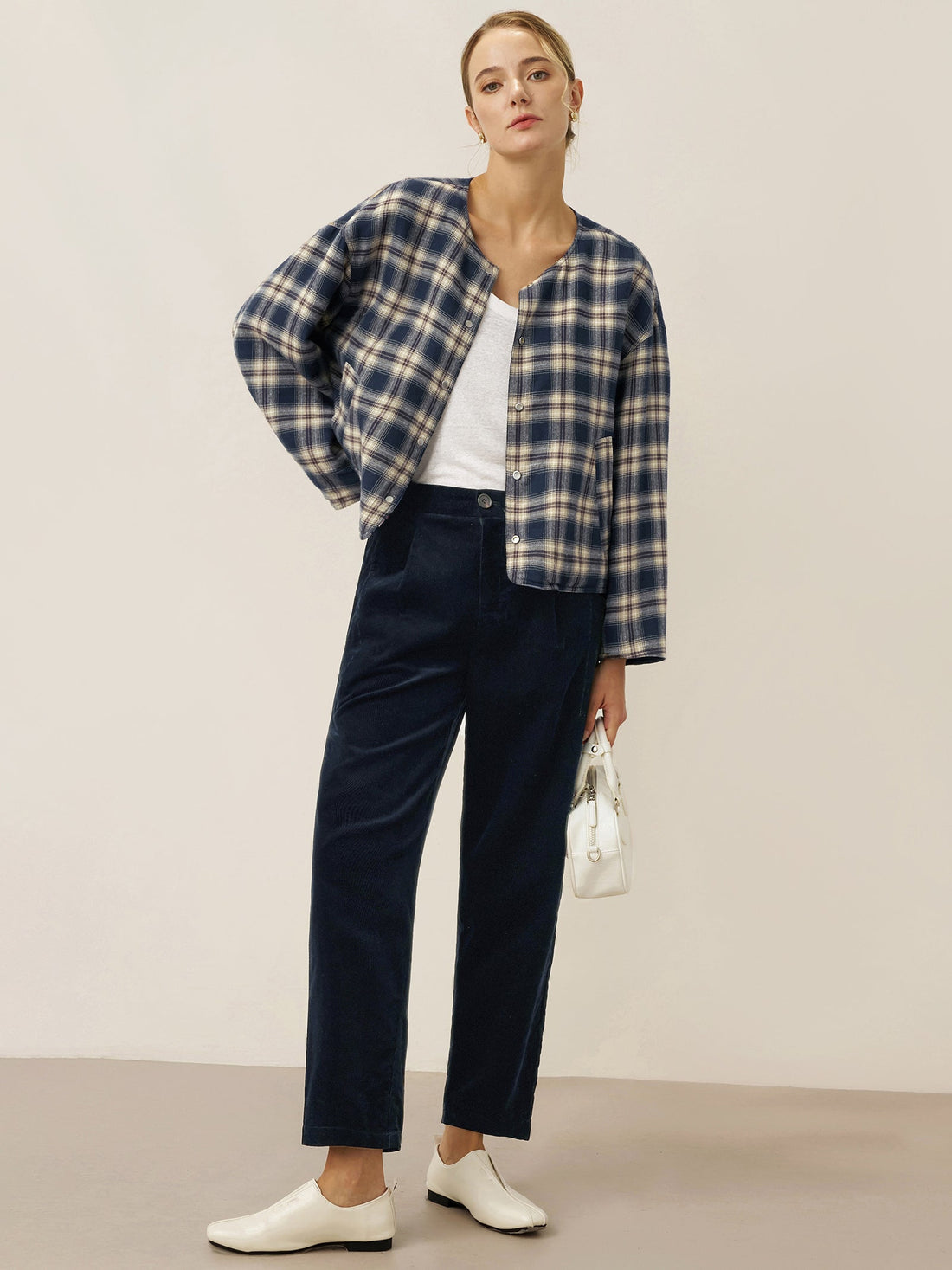 100% Cotton Elastic-Waist Tapered Pants