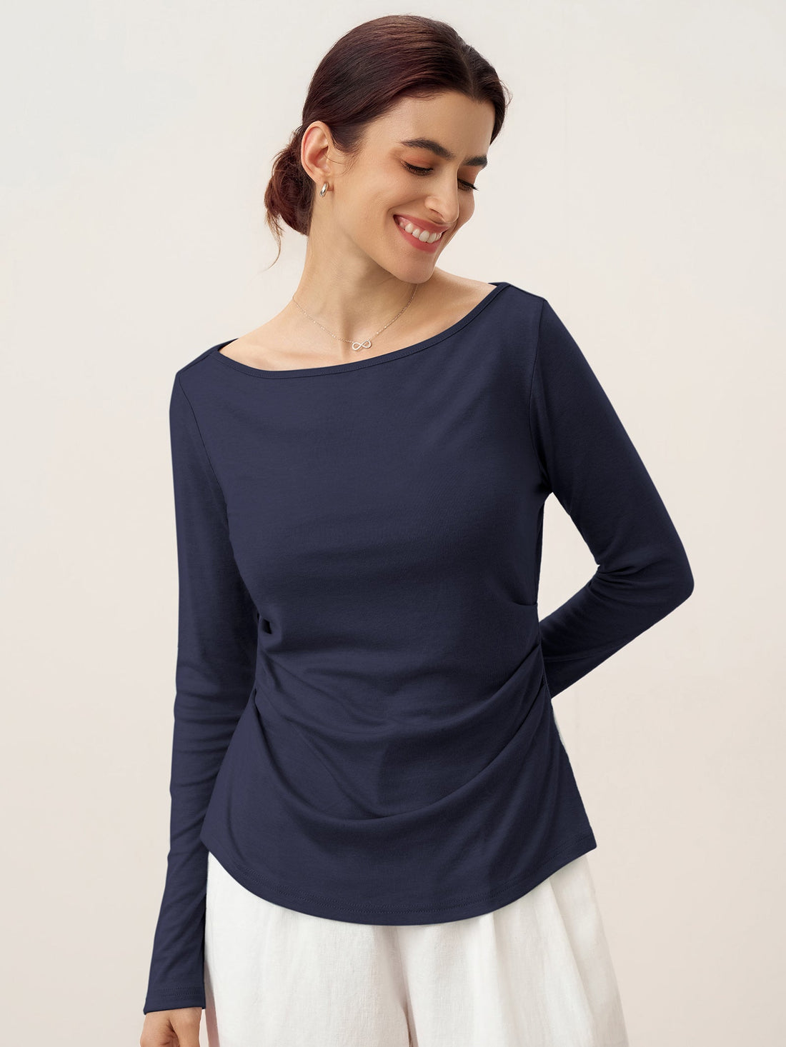 Wool Blend Stretch Jersey Top, Tailored Fit