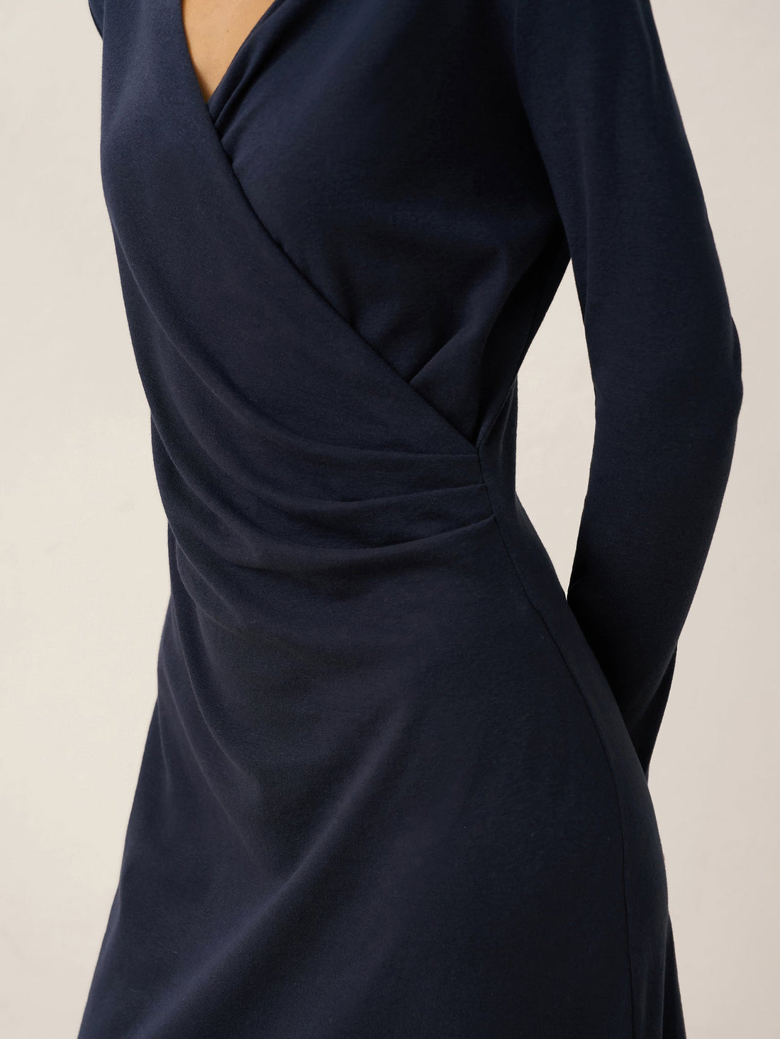 Linen-Blend Wrap V-Neck Midi Dress