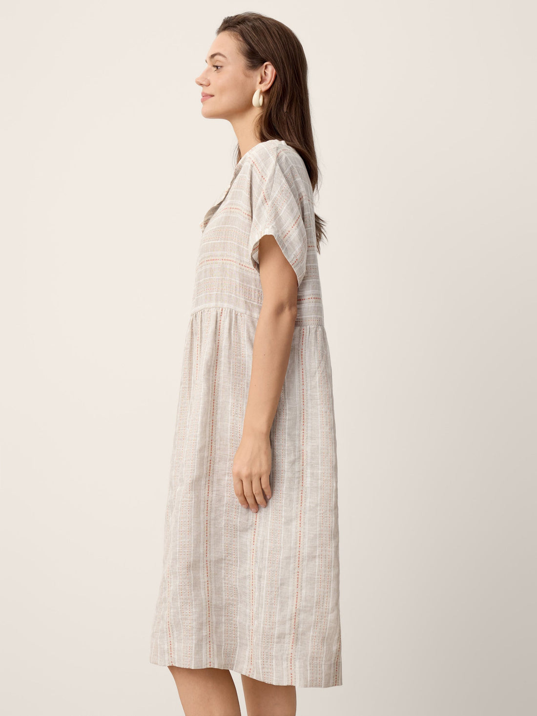 Linen Side-Pocket Short Sleeve Mini Dress