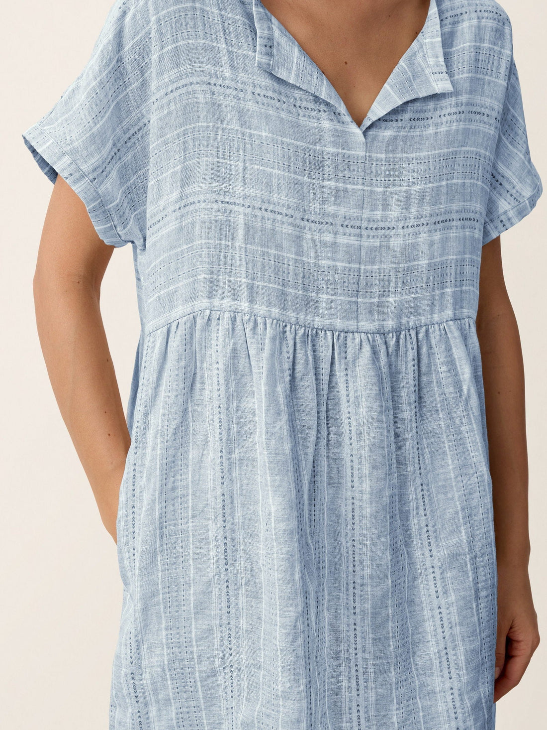 Linen Side-Pocket Short Sleeve Mini Dress