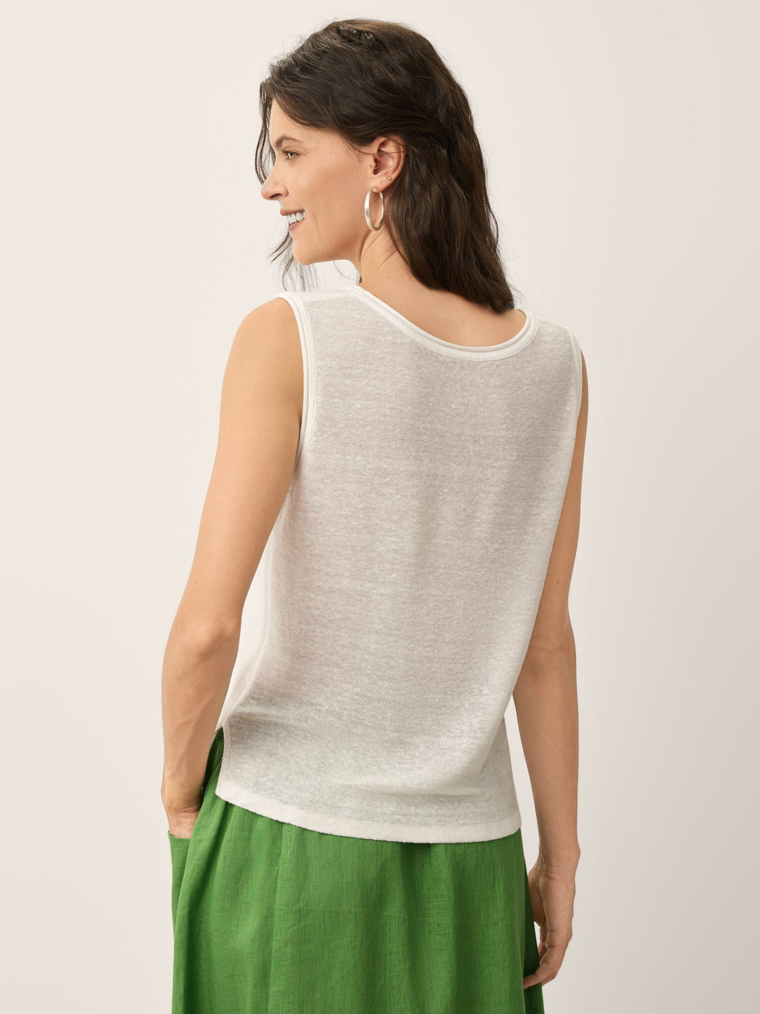 Linen Blend Garment-Dyed Round-Neck Jersey Vest