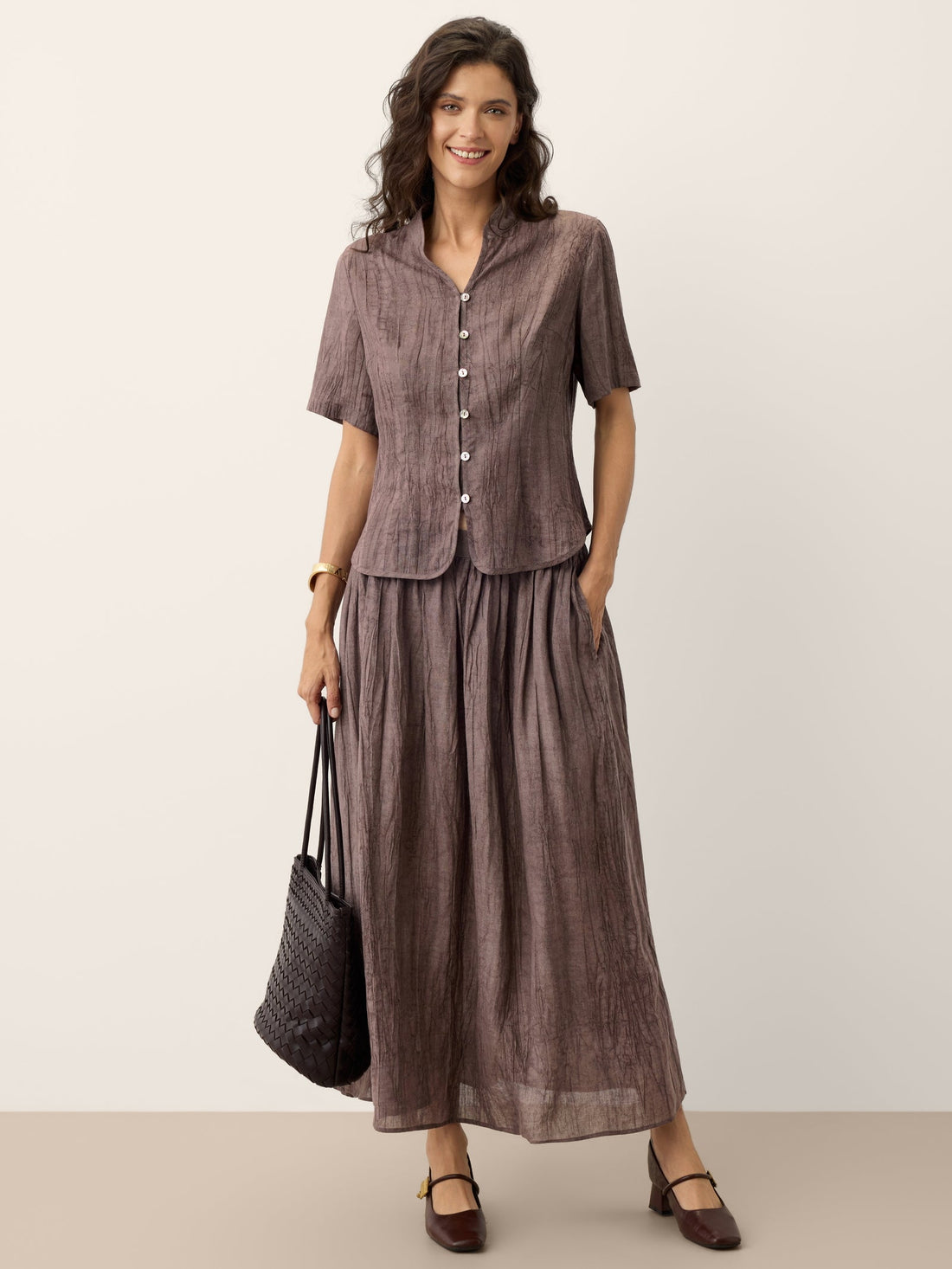 Ramie Lyocell Stand Collar Jacket