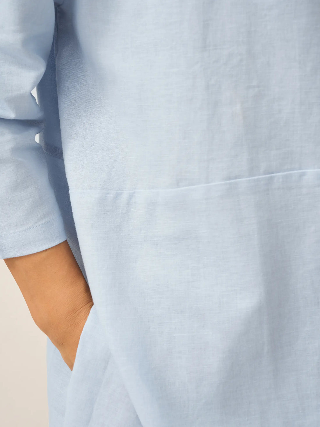 55% Linen Round Neck Straight-Fit Blouse