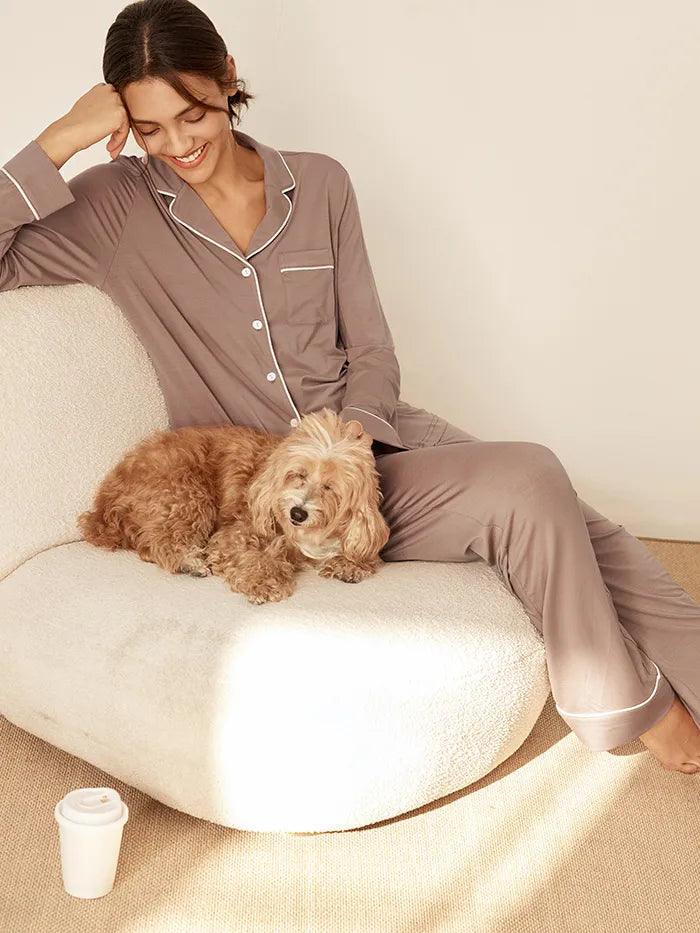 Bamboo Shirt Collar Pajama Set