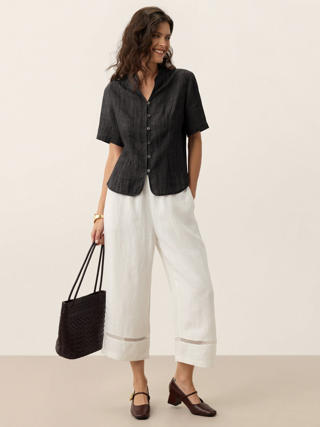 Ramie Lyocell Stand Collar Jacket