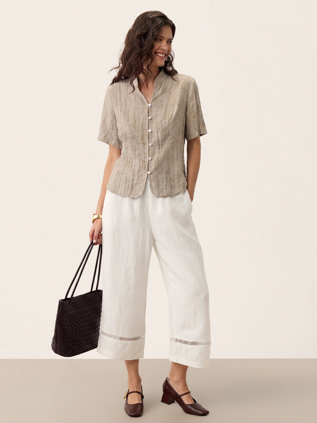 Ramie Lyocell Stand Collar Jacket
