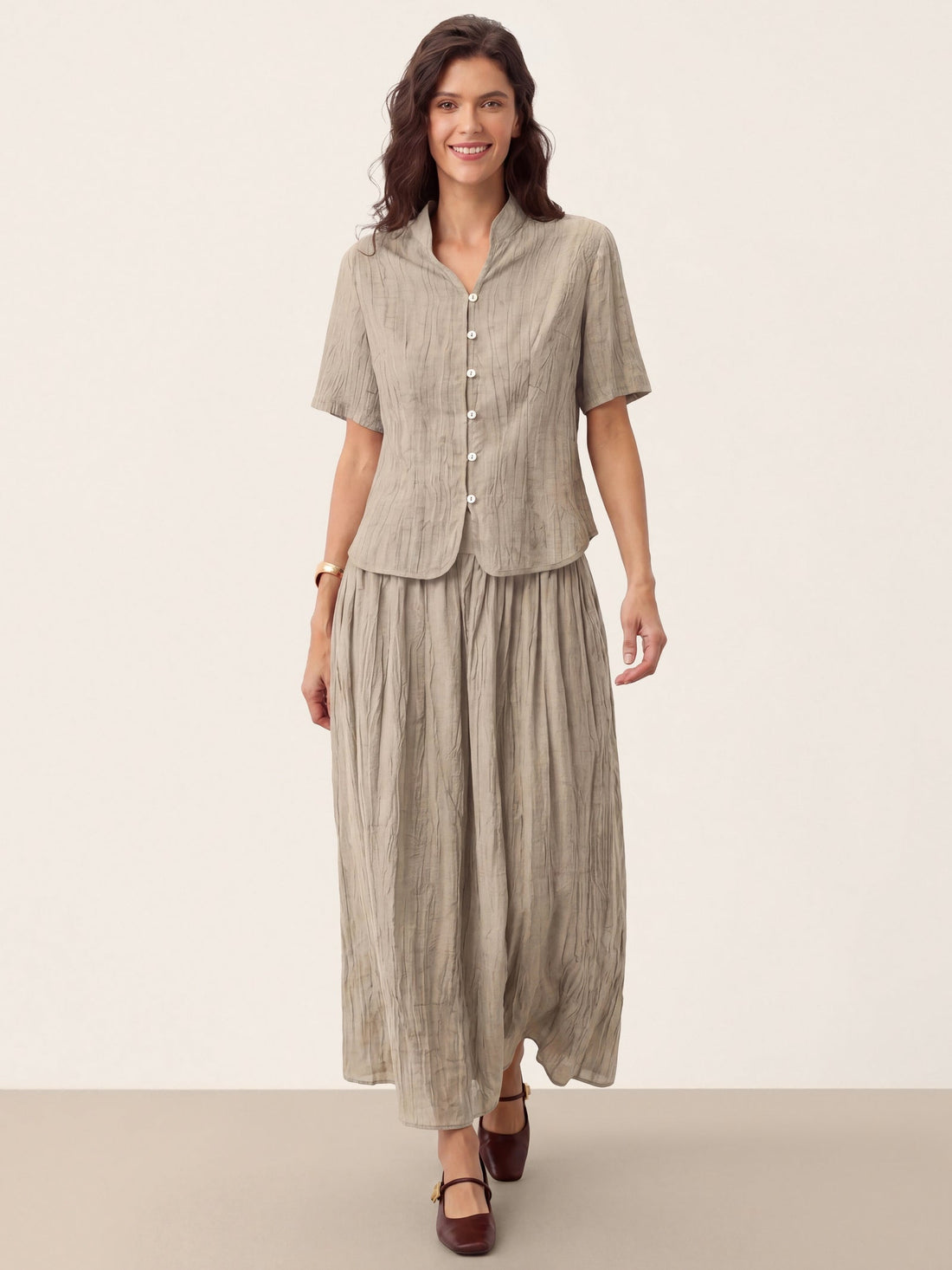 Ramie Lyocell Stand Collar Jacket