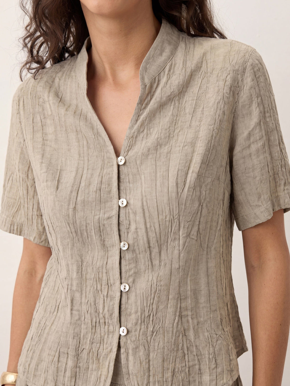 Ramie Lyocell Stand Collar Jacket