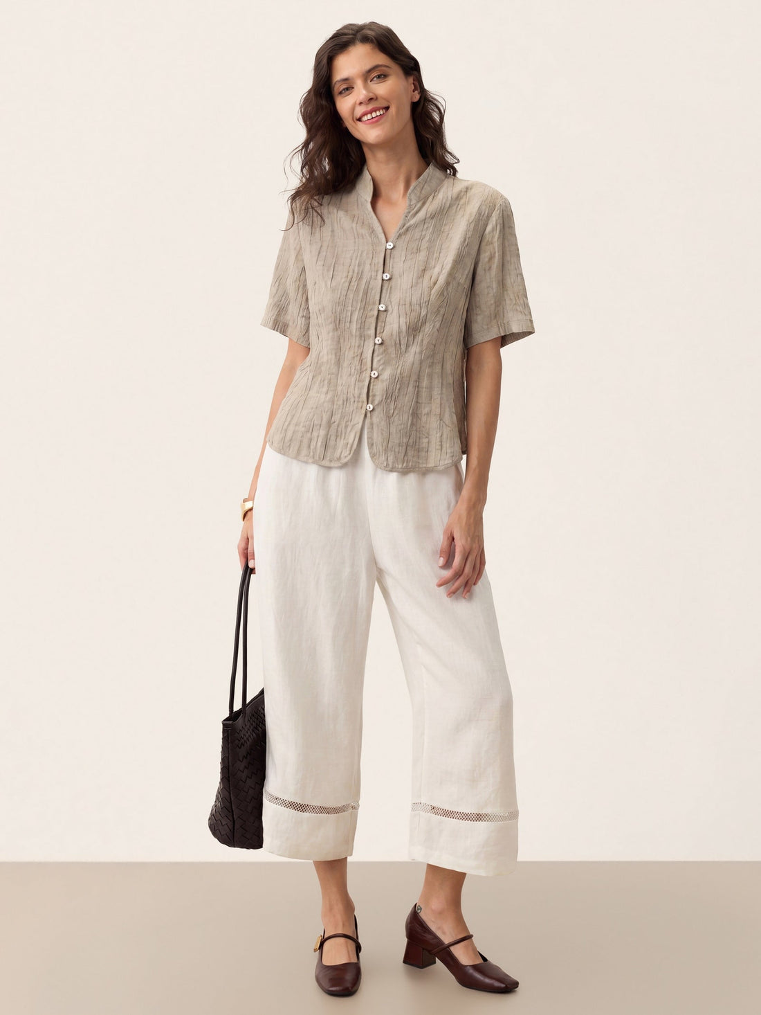 Ramie Lyocell Stand Collar Jacket
