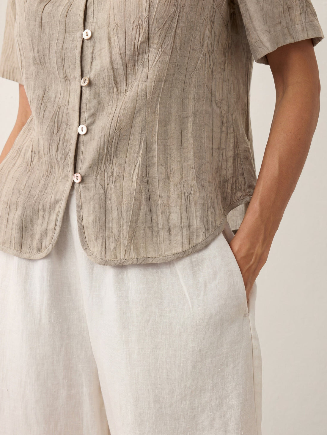 Ramie Lyocell Stand Collar Jacket