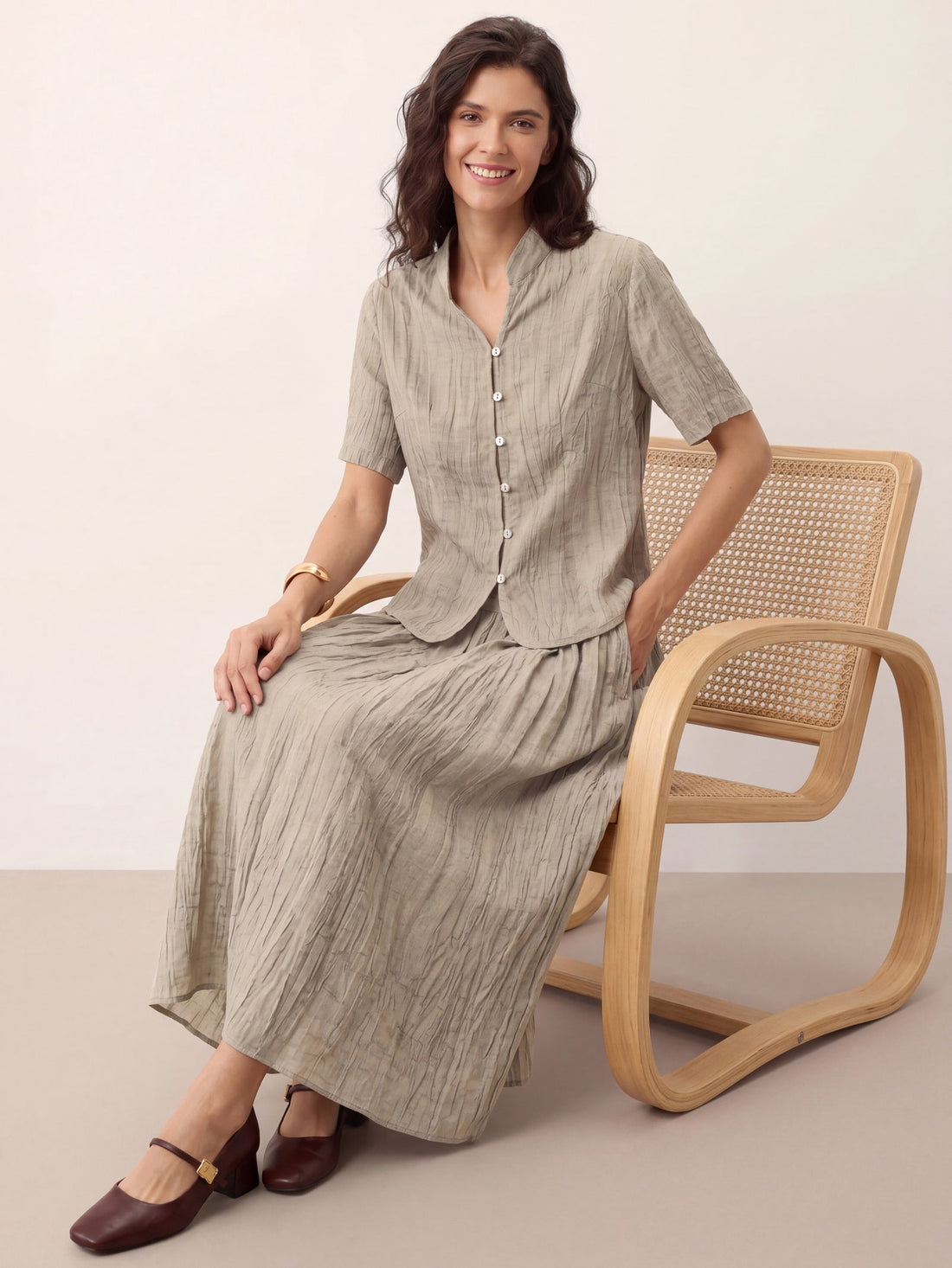 Ramie Lyocell Stand Collar Jacket
