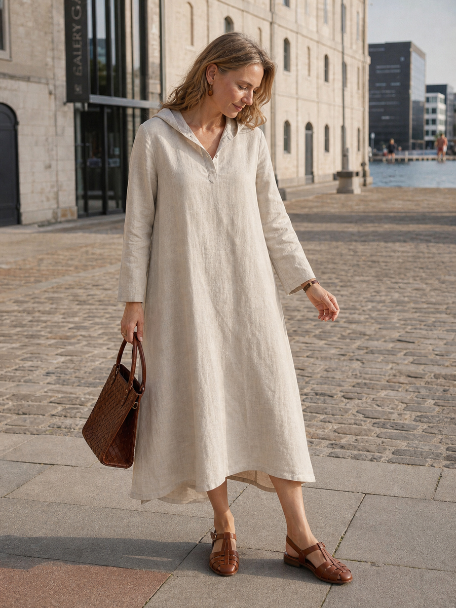 100% Linen Relaxed Maxi Dress