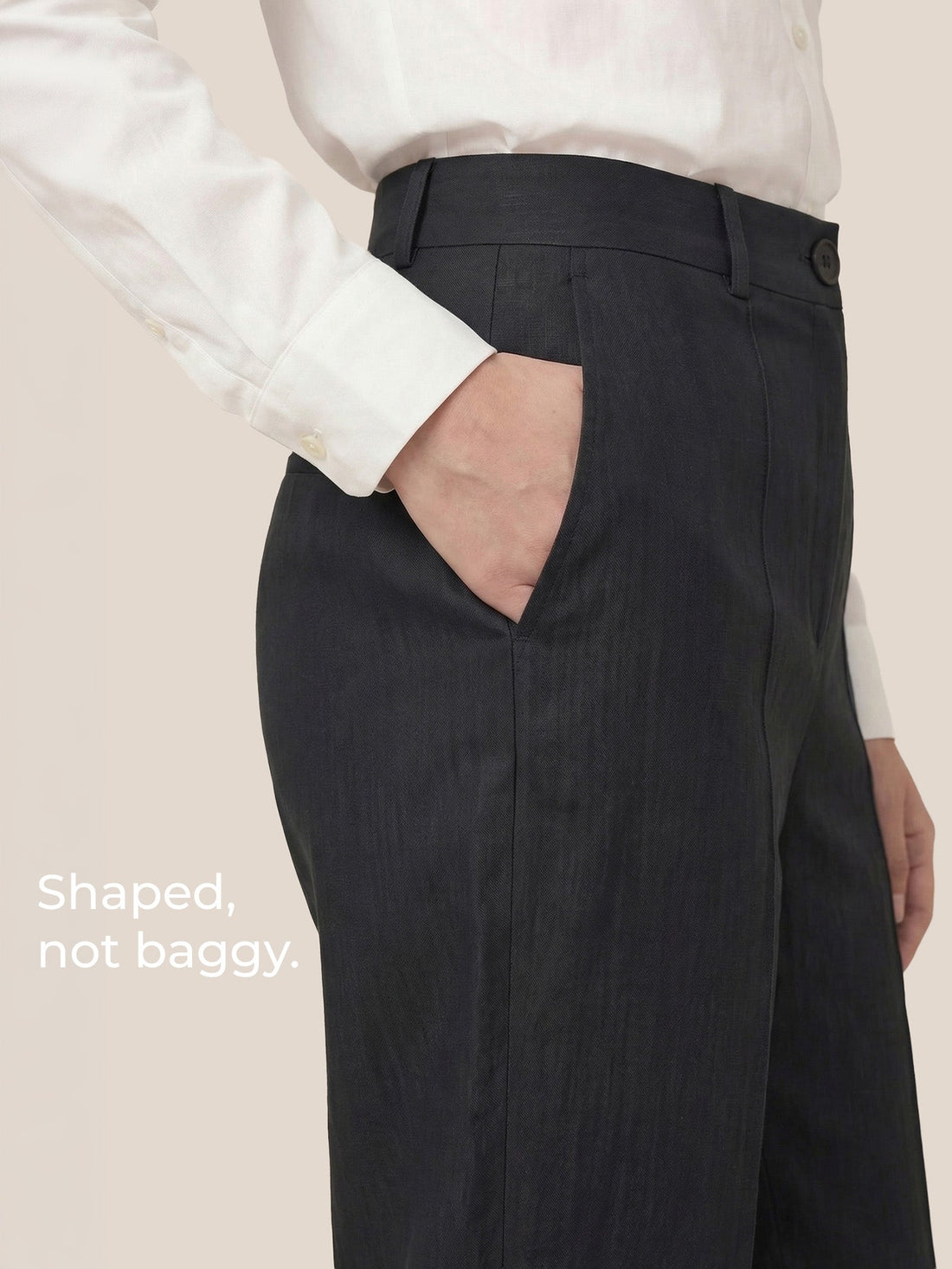 Linen Blend Tailored Straight-Leg Pants